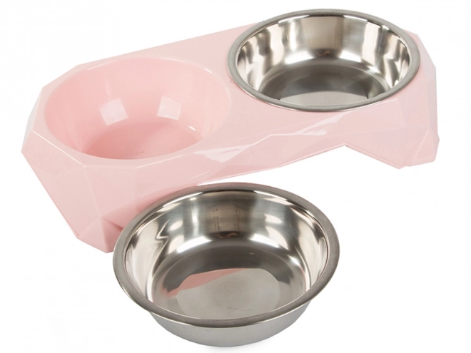 Dobbelt skål til hunde og katte 350 ml x 2