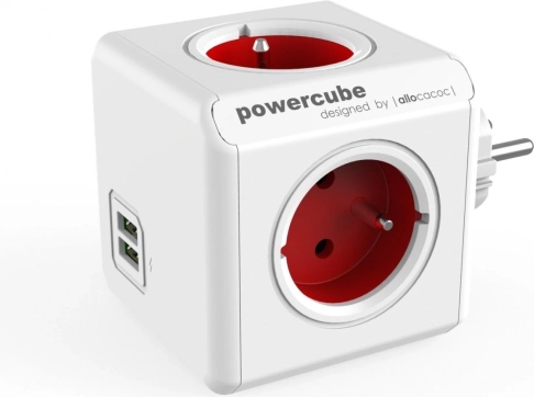 Stikdåse-fordeler PowerCube Original USB rød