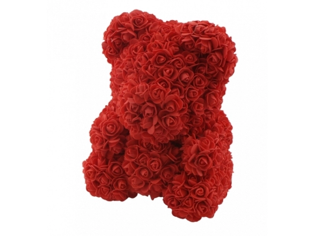 Valentinsdag rød bamse med rosehjerte - 40 cm