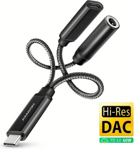 Ekstern lydkort USB-C DAC 32-bit 3,5 mm jack med Power Delivery 60 W