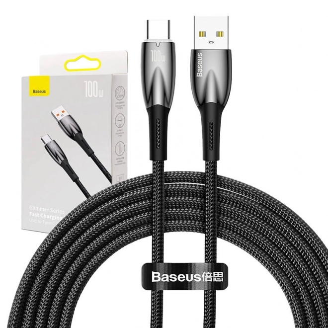Kabel USB-C Baseus Glimmer 100 W, 2m sort