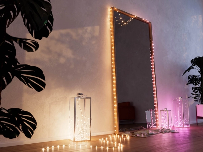 Kæder af smarte dekorative lys USB-C (Candies) 100 LED RGB, stearinlys, grøn ledning, 6 m