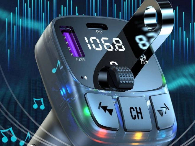 Multifunktionel bil FM-transmitter med hurtig opladning