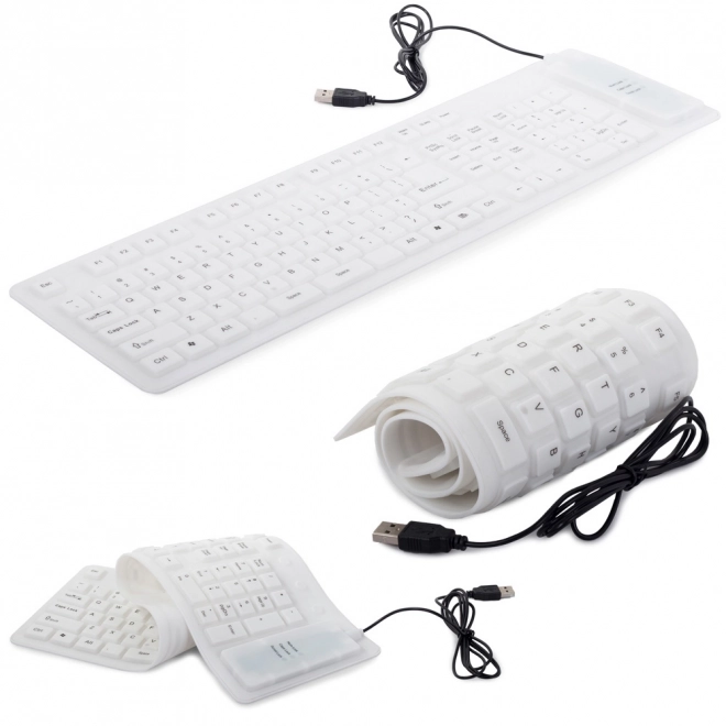 Hvid silikone fleksibel tastatur USB