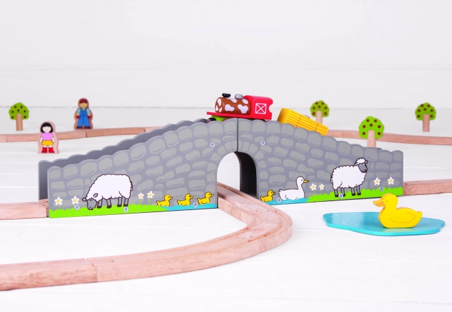 Bigjigs Rail Farm bro med tunnel