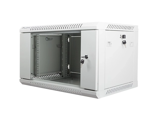 Vægskab 19'' 6U 600x450 mm Grå med Glasdører