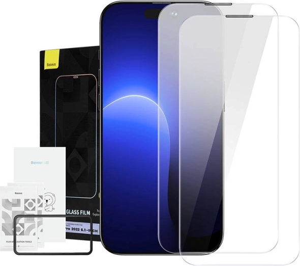 Baseus Crystal hærdet glas støvafvisende 0,3 mm til iPhone 14/13/13 Pro – Dobbeltpakke