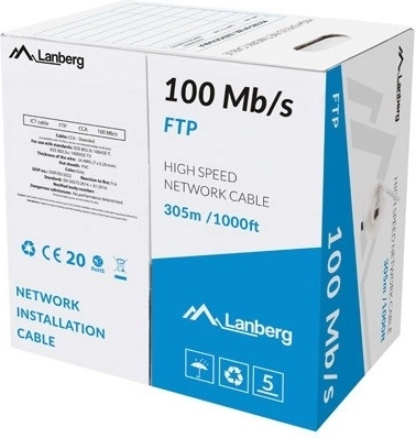 LAN-kabel FTP 100 Mb/s 305 m CCA, grå