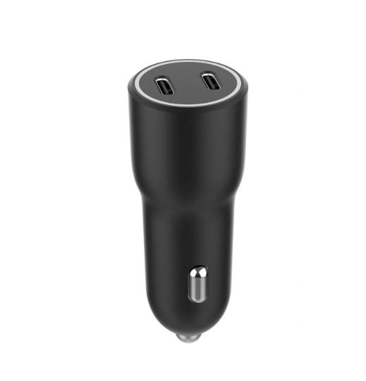 Biloplader med 2x USB-C PD 40W sort