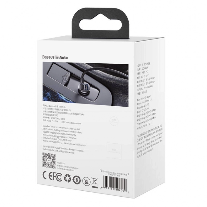biloplader Baseus Grain Pro 2x USB sort