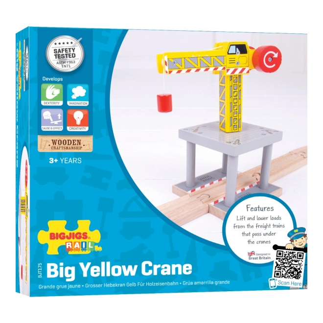 Bigjigs Rail Stor kran Gul