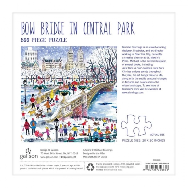 Firkantet puslespil Bow Bridge i Central Park 500 brikker
