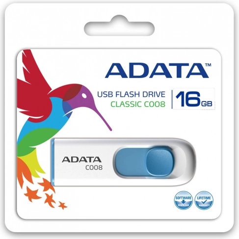 USB-flashdrev ADATA 16 GB USB 2.0 hvid/blå