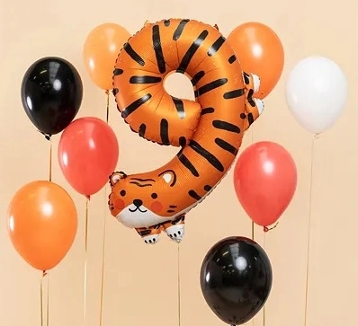 Foliebursdagsballon nummer 9 - Tiger 64 x 87 cm