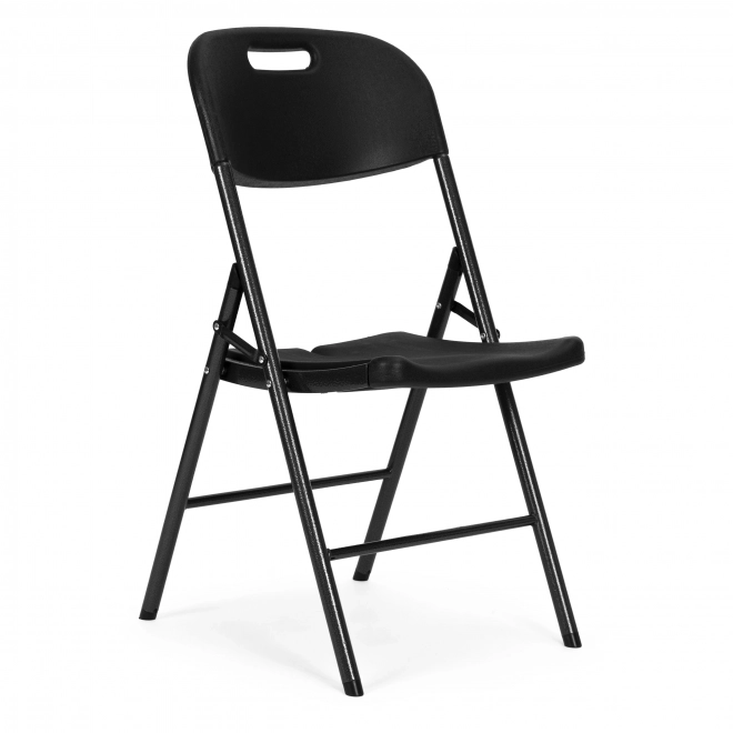 Sæt af 2 foldestole ModernHome, metalramme, HDPE, sort