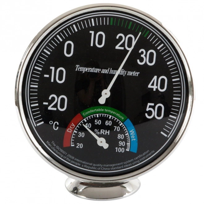 Analogt indeklima hygrometer og termometer sort