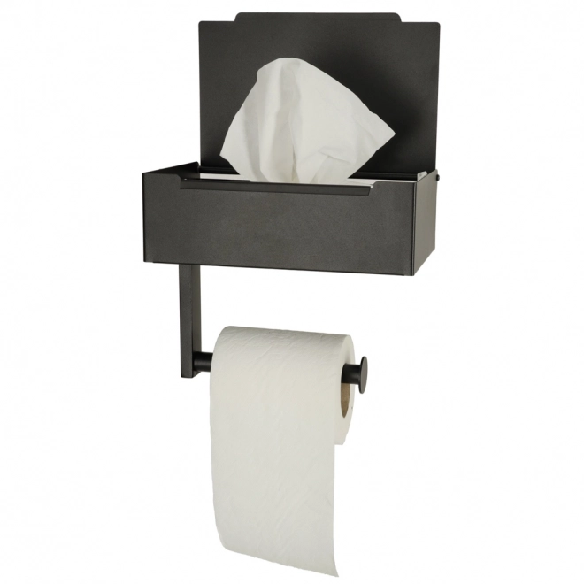 Toiletrulleholder med hylde og opbevaringsplads sort