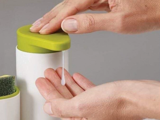 Køkkenorganisator og dispenser til flydende sæbe