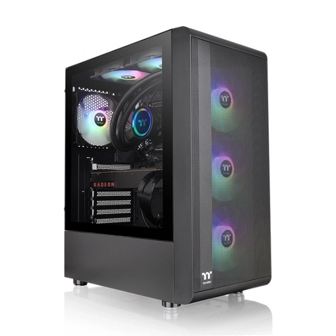 Computerskab S200 med hærdet glas og RGB-belysning