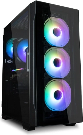 I3 Neo TG midtower RGB sort PC-kabinet med 4 blæsere