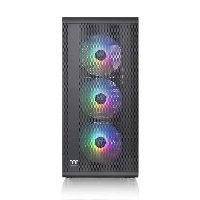 Computerskab S200 med hærdet glas og RGB-belysning