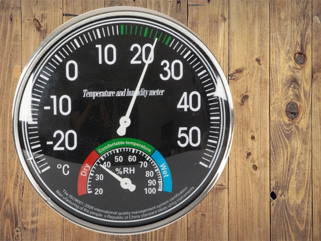 Analogt indeklima hygrometer og termometer sort