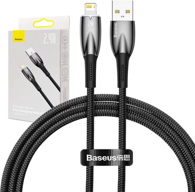 USB-kabel til Lightning Baseus Glimmer 2,4 A 1 m sort