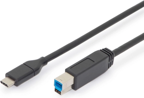 Forbindelseskabel USB 3.0 type C til B, SuperSpeed 5 Gbps, Power Delivery, 1,8 m, sort