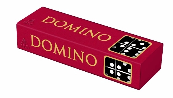Domino selskabsspil træ 28stk i kasse 15,5x3,5x5cm