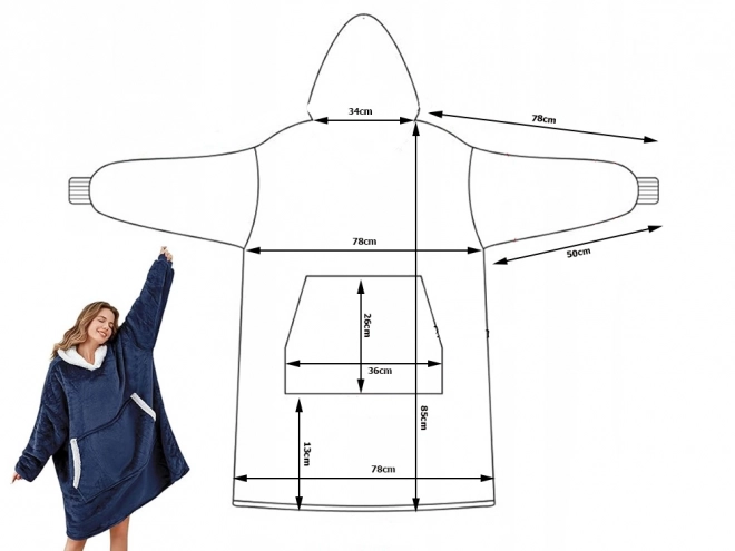 Varm oversize sweatshirt-tæppe 2 i 1