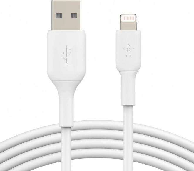 Hvid PVC-kabel USB-A til Lightning 15 cm
