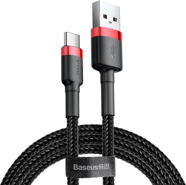 Kabel Baseus Cafule USB-C 3A, 0,5 m rød-sort