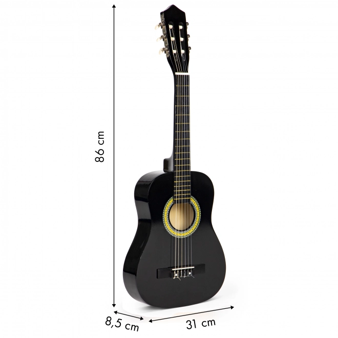 Stor børneguitar af træ med 6 strenge ECOTOYS – Sort