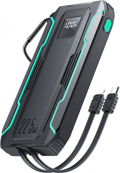 Powerbank Joyroom 10000 mAh med Lightning- og USB‑C-kabel