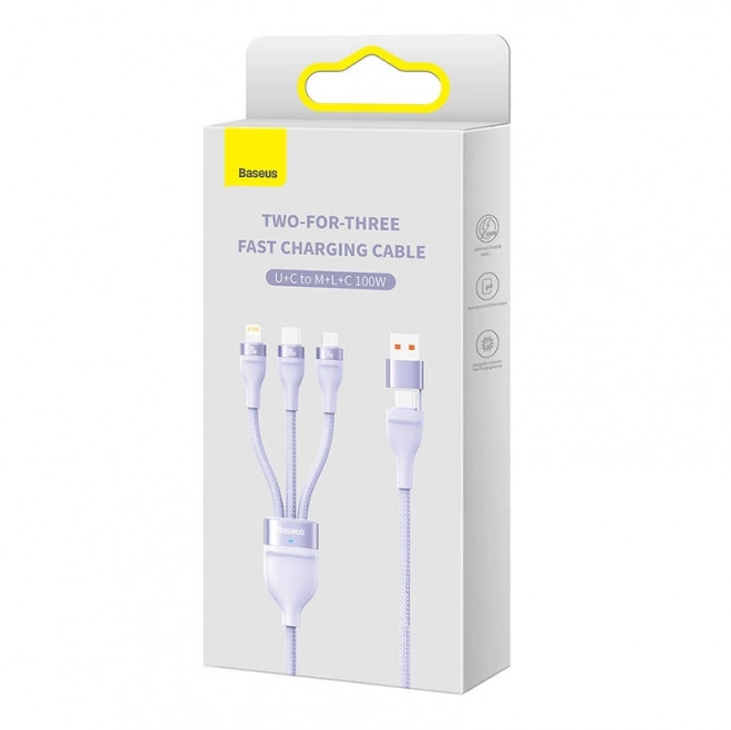 Kabel Baseus Flash Series 2i1 USB-C + micro USB + Lightning 100 W