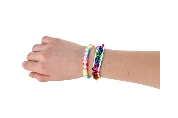 Lav dit eget armbånd 700+ stk elastikker, perler + værktøj + væv til armbånd i kasse 30x24cm
