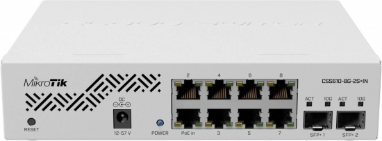 Netværksswitch 8x Gigabit + 2x SFP+ MIKROTIK Cloud Smart Switch CSS610-8G-2S+IN