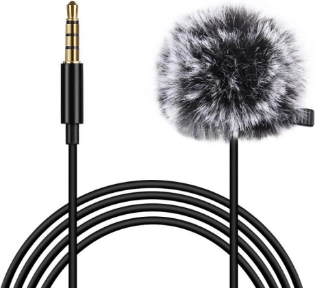 Puluz lavaliermikrofon 3,5 mm med vindbeskyttelse, kabel 1,5 m
