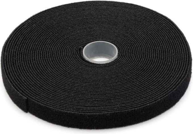 Selvklæbende velcro til kabelbundter 15 mm, 10 m, sort