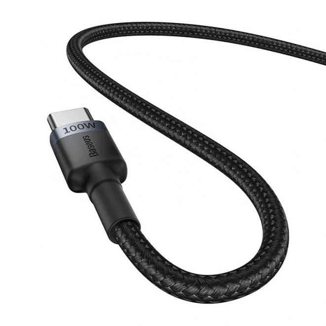 Baseus Cafule USB-C til USB-C 100W kabel, 2m, 2 stk (rød-sort, grå-sort).