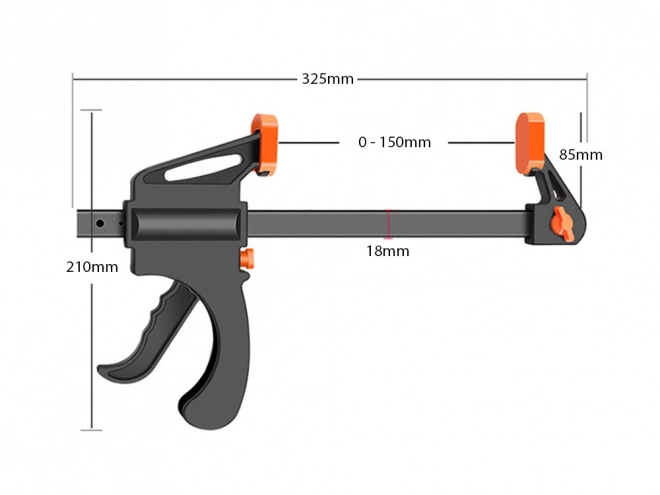 Tømrer klemme med enhåndsgreb 205 mm