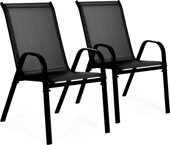Sæt med 2 havestole til terrasse, altan, sort