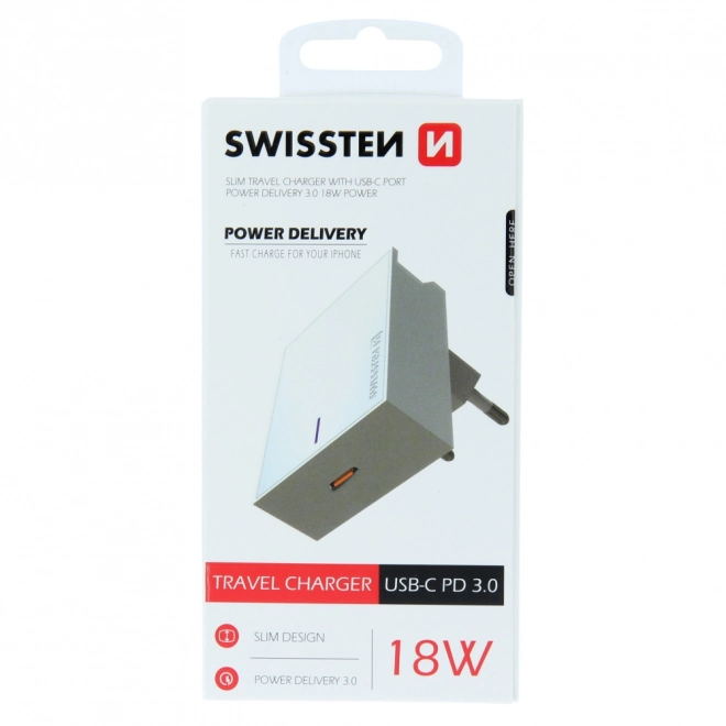 Oplader Swissten iPhone 3.0 18W Power Delivery - hvid