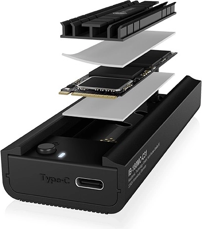 Dockingstation ICY BOX IB-180MC-C31 til SSD M.2 NVMe og SATA, USB 3.2 Gen 2 Type‑C, aluminium