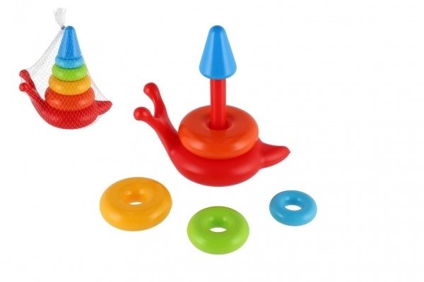 Byggelegetøj pyramide ringe snegl plast 6stk i net 18x20x12cm 12m+