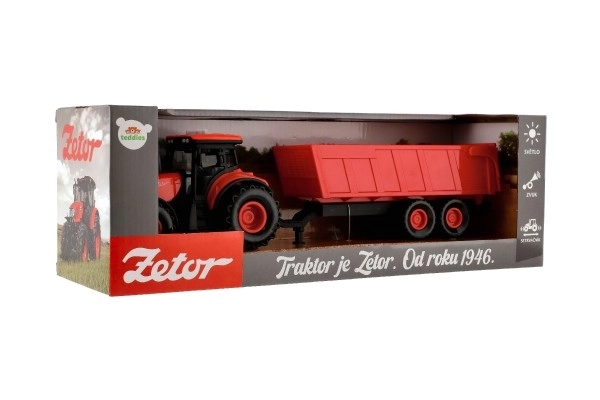 Rød traktor Zetor med trailer og lyd- og lyseffekter - 36 cm
