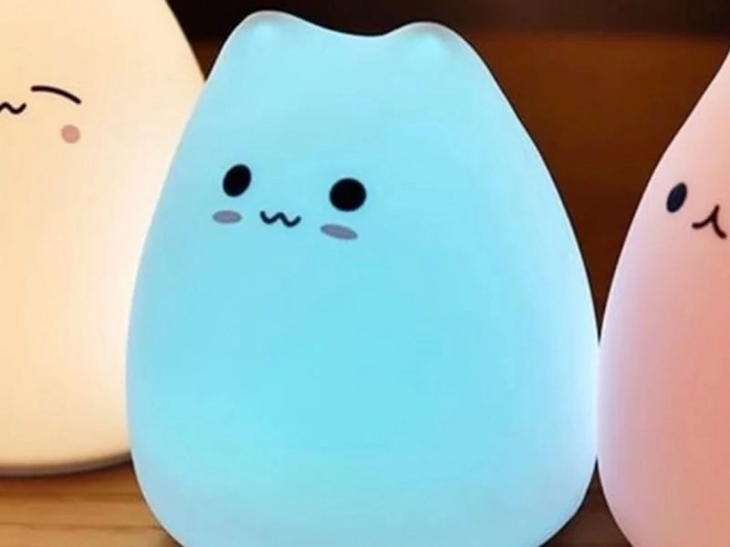 Børne Silikone Natlampe Kat RGB ved Berøring