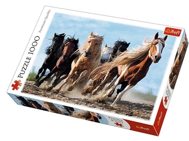 Puslespil Galoperende heste 1000 stykker 68,3x48cm i kassen 40x27x6cm