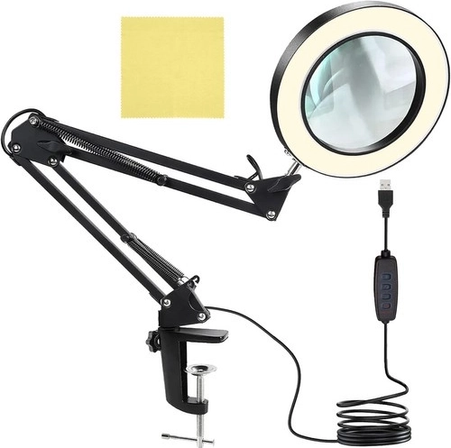 Bordlampe med lup og LED-belysning IZOXIS – sort