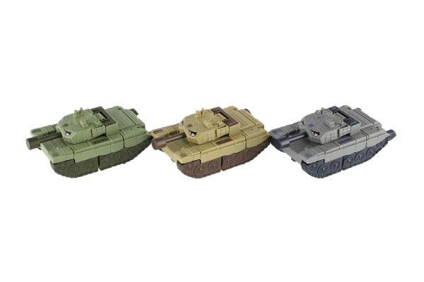 Transformer tank/robot plast 14 cm på svinghjul 3 farver